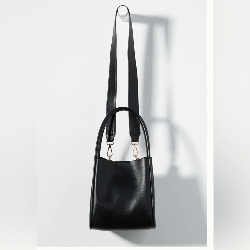 Anthropologie Mini Slouchy Tote, separate small bag inside, NWOT, Black